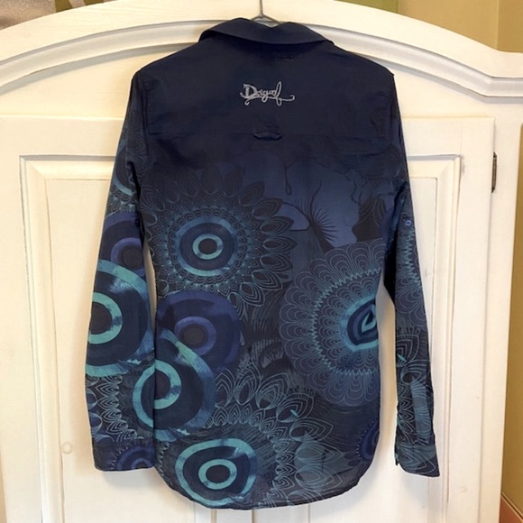Desigual Blue Graphic Button Down Shirt - Picture 2 of 9